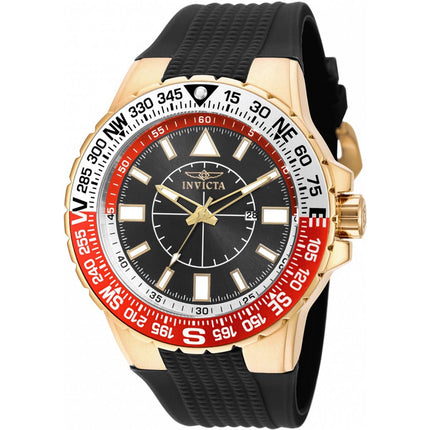 Invicta Men's Watch - Aviator Quartz Compass Black and Red Dial Rubber Strap | 19271 ,