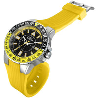 Invicta Men's Aviator Watch - Quartz Compass Black Dial Yellow Rubber Strap | 36981 ,