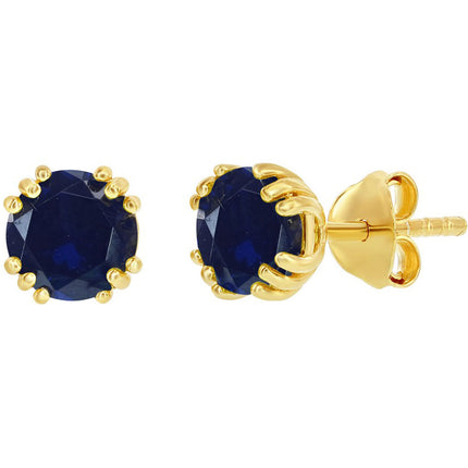 Classic Women's Earrings - Gold Plated September Birthstone Round 6mm Stud | D-8282 ,