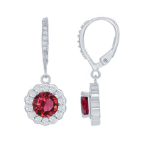 Classic Women's Necklace and Earrings Set - July Birthstone with CZ Border | HS-5221 ,