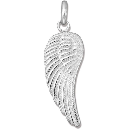 Classic Unisex Pendant - Sterling Silver Single Angel Wing Shape with Bail | J-2533 ,