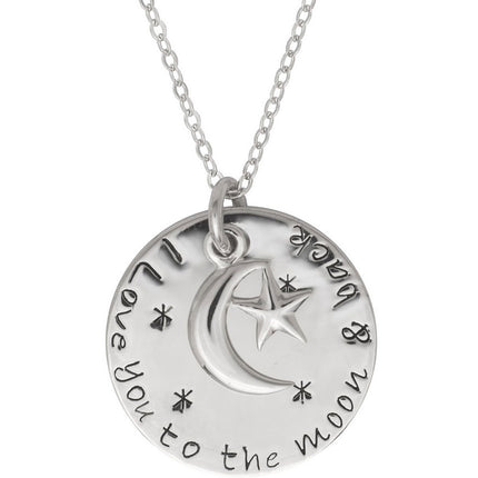 Classic Unisex Pendant with Chain - I Love You to the Moon and Back Disc | J-2538 ,