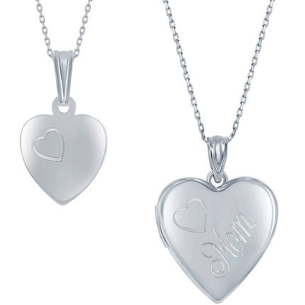 Classic Women's Pendant and Locket Set - Mother and Daughter 2PC Mom Heart | J-2746 ,
