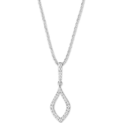 Classic Women's Pendant with Chain - Sterling Silver White CZ Open Marquise | K-6915 ,