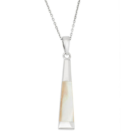 Classic Women's Pendant - Sterling Silver Long White Mother of Pearl | K-7285 ,