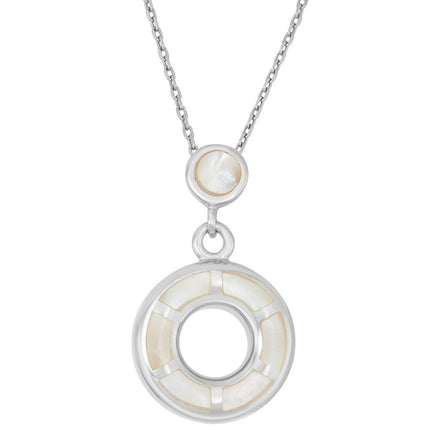 Classic Women's Pendant - Sterling Silver White Mother of Pearl Open Circle | K-7293 ,