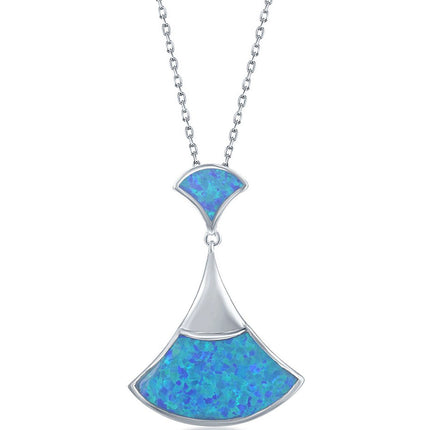 Women's Pendant - Sterling Silver Triangle-Shaped Blue Inlay Opal | K-8371 ,