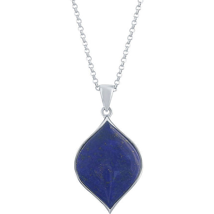 Classic Women's Pendant - Sterling Silver Blue Lapis Stone Marquise Style | K-8378 ,