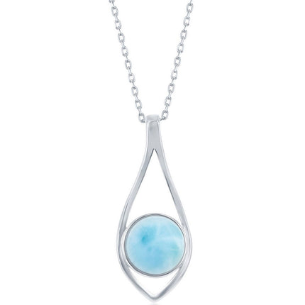 Women's Pendant - Sterling Silver Larimar Open Marquise | K-8420 ,