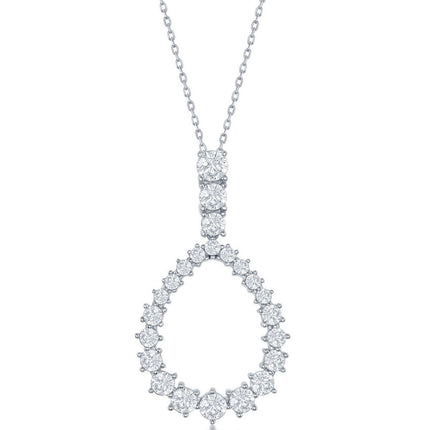 Classic Women's Pendant - Sterling Silver Open White CZ Pear-Shaped Design | K-8658 ,