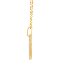 Classic Women's Pendant - Silver Gold Oval Micro Pave CZ Door Knocker | K-8691-GP ,