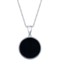 Classic Women's Pendant - Sterling Silver CZ North Stars and Round Onyx | K-8717 ,