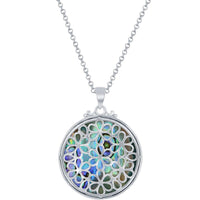 Classic Women's Pendant - Sterling Silver Designed Round Abalone With chain| K-8723 ,