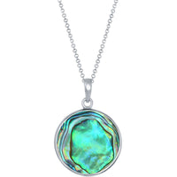 Classic Women's Pendant - Sterling Silver Rhodium Plated Abalone Compass | K-8766 ,