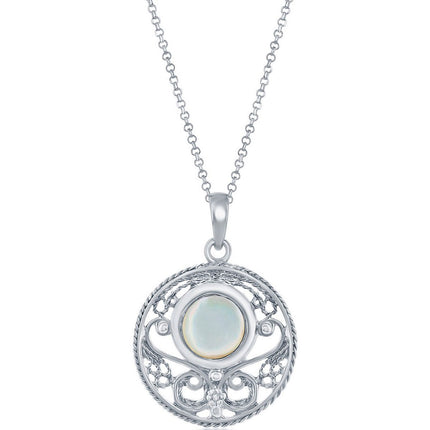 Classic Women's Pendant - Sterling Silver Designed White Mother of Pearl | K-8832 ,
