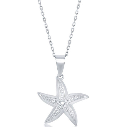 Classic Women's Pendant - Sterling Silver Diamond Accent Starfish Design | KDP-213 ,