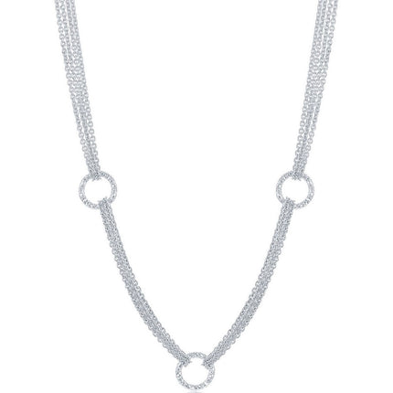 Classic Women's Necklace - Sterling Silver Multi-Chain Circle with Lobster | L-3185 ,