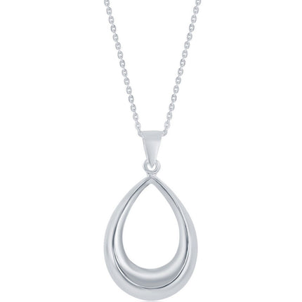 Classic Women's Necklace - Sterling Silver Teardrop Charm and Lobster Clasp | L-3343 ,