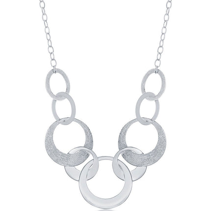 Classic Women's Necklace - Sterling Silver Brushed Interlocking Circles | L-3467 ,