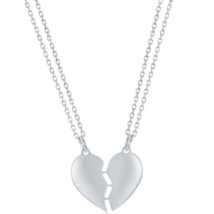 Classic Women's Necklace - Silver Breakable Heart with Lobster Closure | L-3622 ,