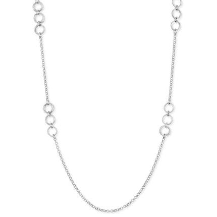 Classic Women's Necklace - Sterling Silver Small Diamond Cut Rings Long | L-3656 ,