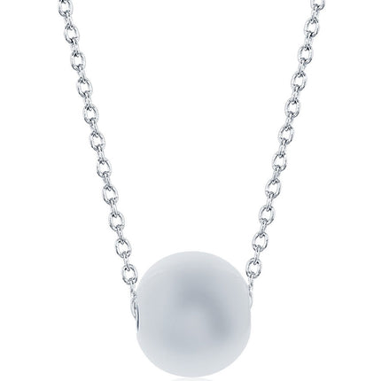 Classic Women's Necklace - Sterling Silver 12mm Bead with Lobster Closure | L-3820 ,