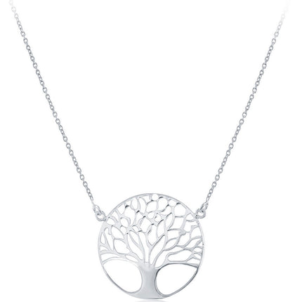 Classic Women's Necklace - Sterling Silver Large Round Flat Tree of Life | L-3827 ,