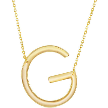 Classic Women's Necklace - Sterling Silver Gold Large Sideways G Initial | L-4267 ,