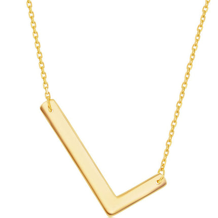 Classic Women's Necklace - Sterling Silver Gold Large Sideways L Initial | L-4272 ,