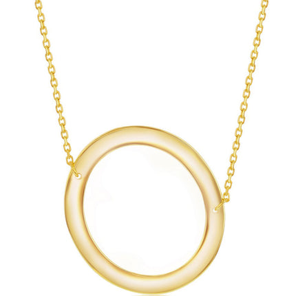 Classic Women's Necklace - Sterling Silver Gold Large Sideways O Initial | L-4275 ,