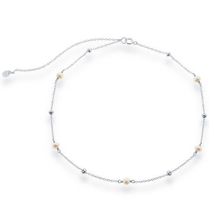 Classic Women's Necklace - Sterling Silver Small Freshwater Pearls and Beads | M-5552 ,