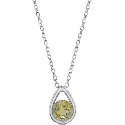 Classic Women's Necklace - Sterling Silver Citrine November Birthstone | M-6212 ,