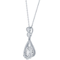 Classic Women's Necklace - Sterling Silver Pear-shaped Round Spinning CZ | M-6507 ,