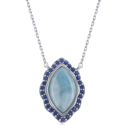 Women's Necklace - Marquise Larimar and Sapphire CZ | M-6562 ,