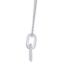 Classic Women's Necklace - Sterling Silver Micro Pave White CZ Paperclip | M-6615 ,
