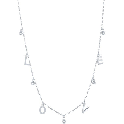 Classic Women's Necklace - Sterling Silver LOVE and CZ Charms | M-6932 ,