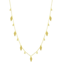 Classic Women's Necklace - GP Sterling Silver CZ and Diamond-Shape Charm | M-6933 ,