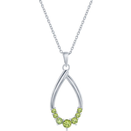 Classic Women's Necklace - Sterling Silver Pear-shaped Peridot Gemstone | M-6946 ,