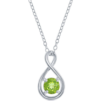 Classic Women's Necklace - Sterling Round 5mm Peridot Gemstone Infinity | M-6975 ,