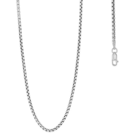 Classic Unisex Box Chain - Rhodium Plated 2.6mm Round, 24 inch | Q-5194-24 ,