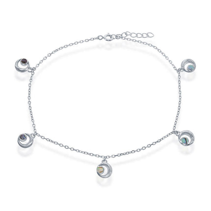 Classic Women's Anklet - Sterling Silver Abalone Crescent Moon | R-9246 ,