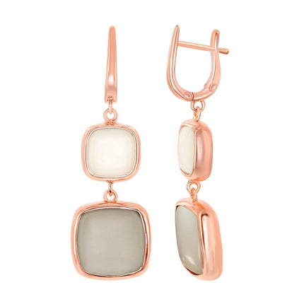 Women's Earrings - RG Sterling Top White and Bottom Light Grey | SMD-6731 ,