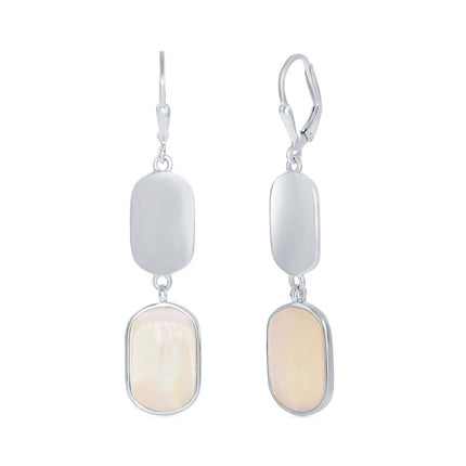 Women's Earrings - Sterling Polished and White Mother of Pearl | SMD-7335 ,