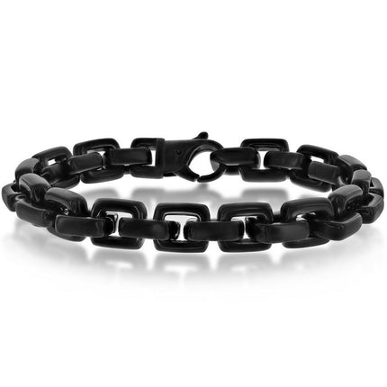 Men's Bracelet - Black Stainless Steel Anchor Link Lobster Clasp | ST-1608 ,