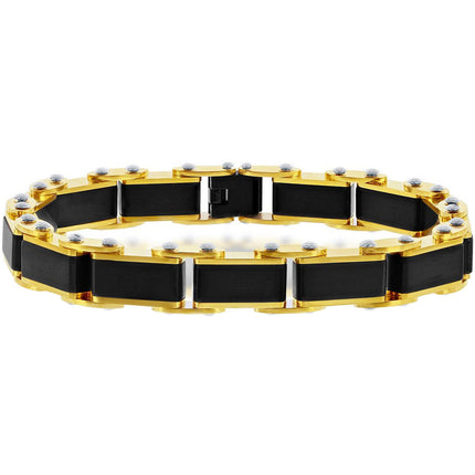 Men's Bracelet - Stainless Steel Black and Gold Industrial Link | ST-1616 ,