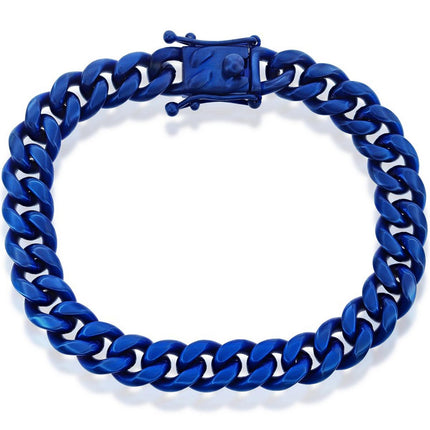 Men's Bracelet - Blue Plated Stainless Steel 10mm Miami Cuban Link | ST-1617 ,