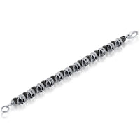 Men's Bracelet - Stainless Steel Genuine Black Onyx Beads Skull | ST-1629 ,