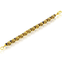 Men's Bracelet - Gold Tone Stainless Steel Tiger Eye Beads Skull | ST-1630 ,