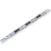 Men's Bracelet - Stainless Steel and Black Carbon Fiber Link CZ | ST-1633 ,