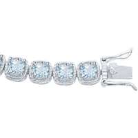 Classic Women's Bracelet - Sterling Silver Blue Topaz Gem with Rope Design | T-7562 ,